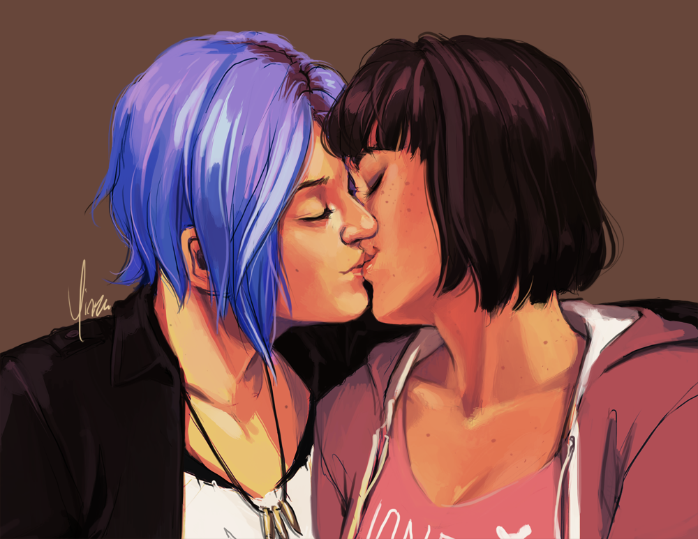 Max and Chloe kiss.