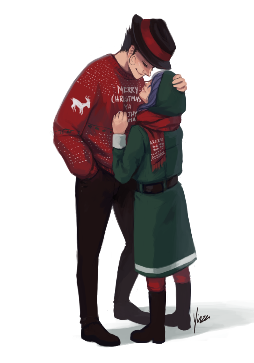 Reborn and Mammon from Katekyo Hitman Reborn in Christmas attire.