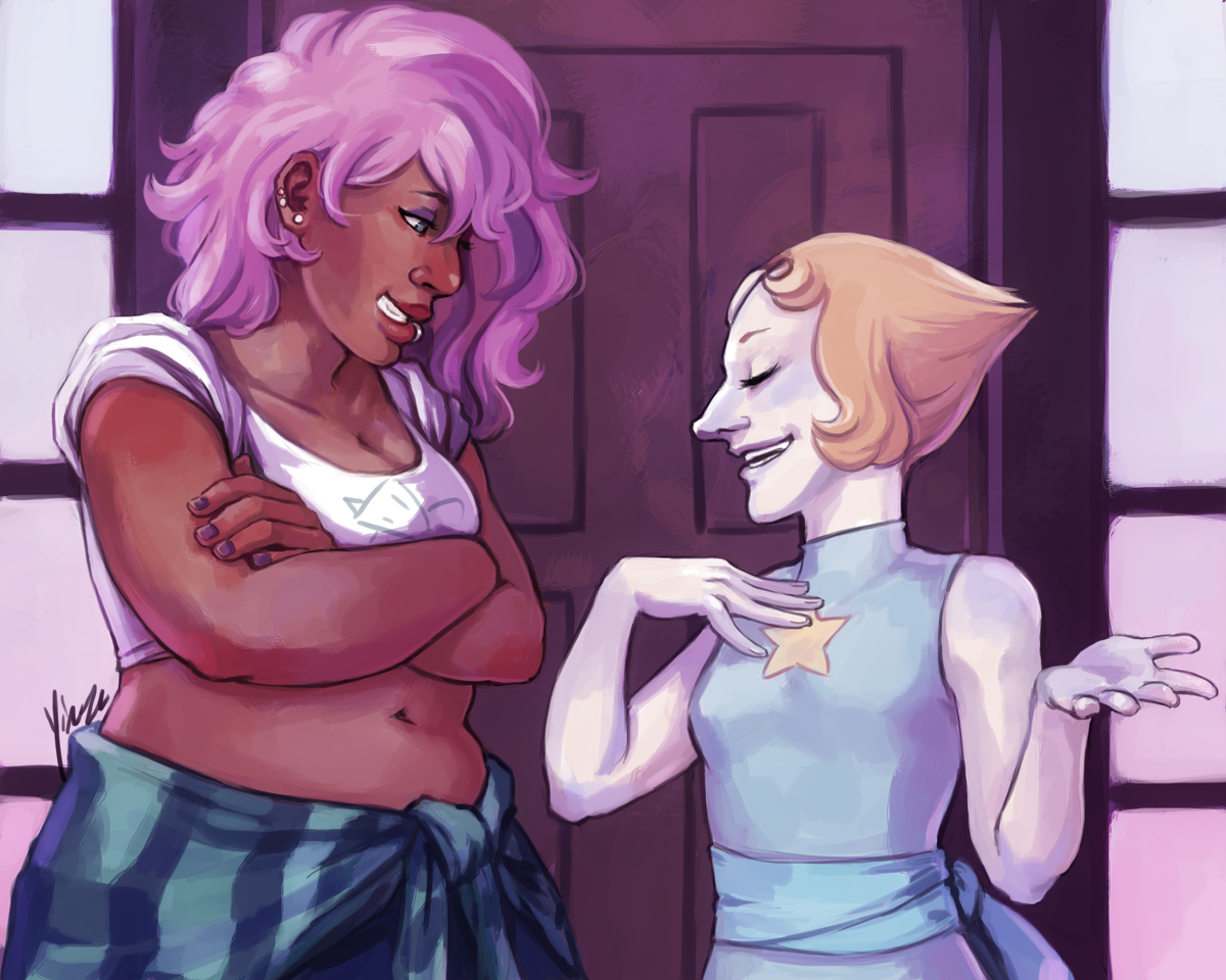 Pearl talking with the mystery girl.