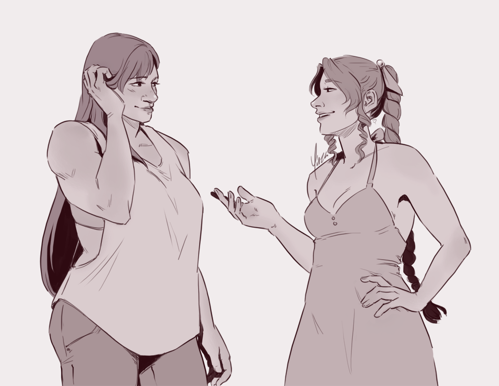 Aeris flirts with Tifa.