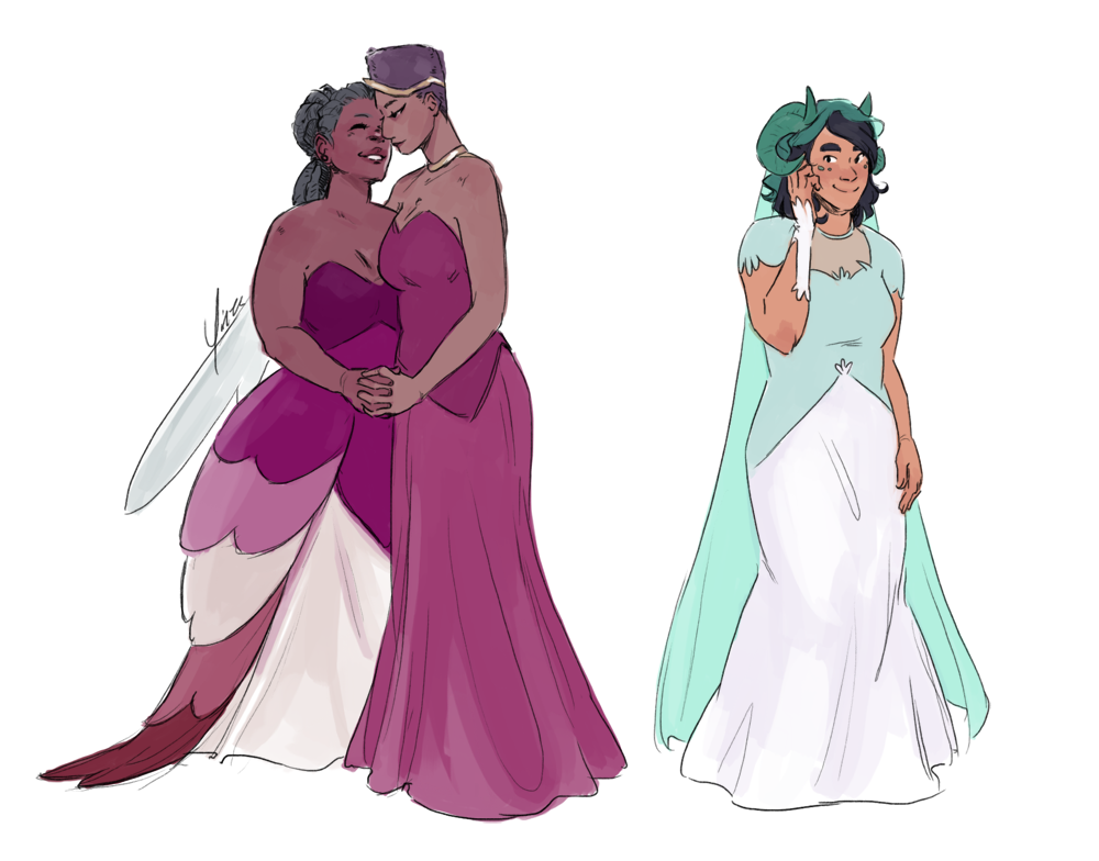 Sketches of some of the background characters in the Princess Prom episode.