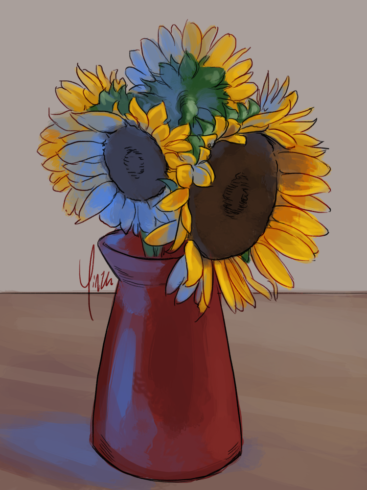 Sunflowers in a vase.