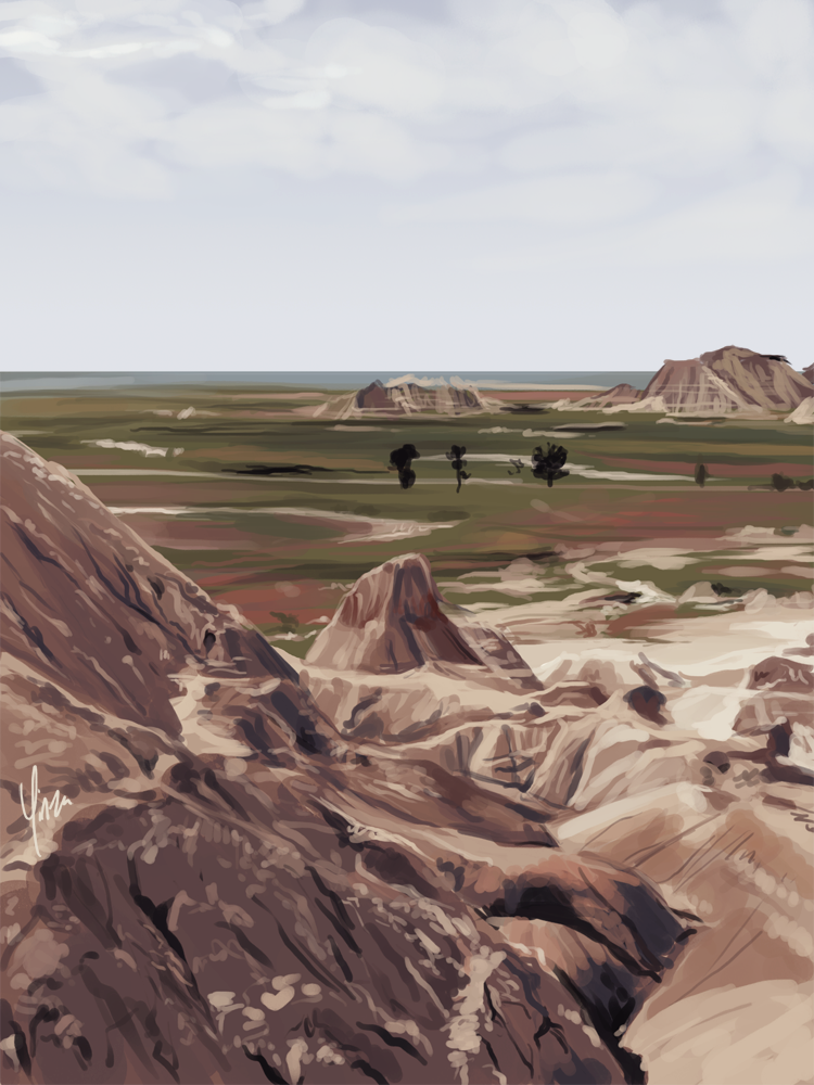 A rough study of some South Dakota landscape.