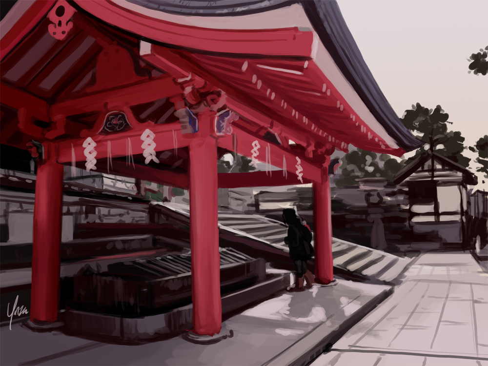 A rough study of the temizuya at Fushimi Inari.